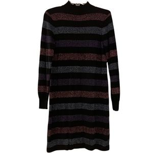 ModCloth Sugarhill Black Metallic Stripe MIDI Sweater Dress Size UK 10